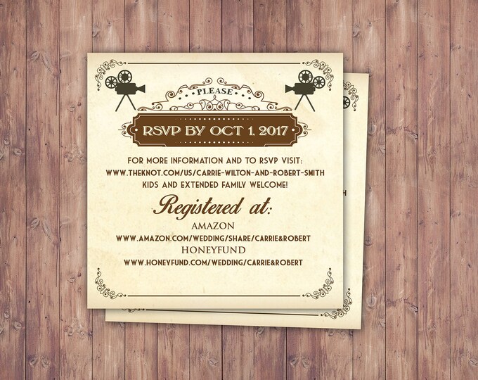 Art DecoVintage Retro Save the Date Ticket Announcement, wedding invitation, wedding shower, old Hollywood , Cinema, retro cinema ticket