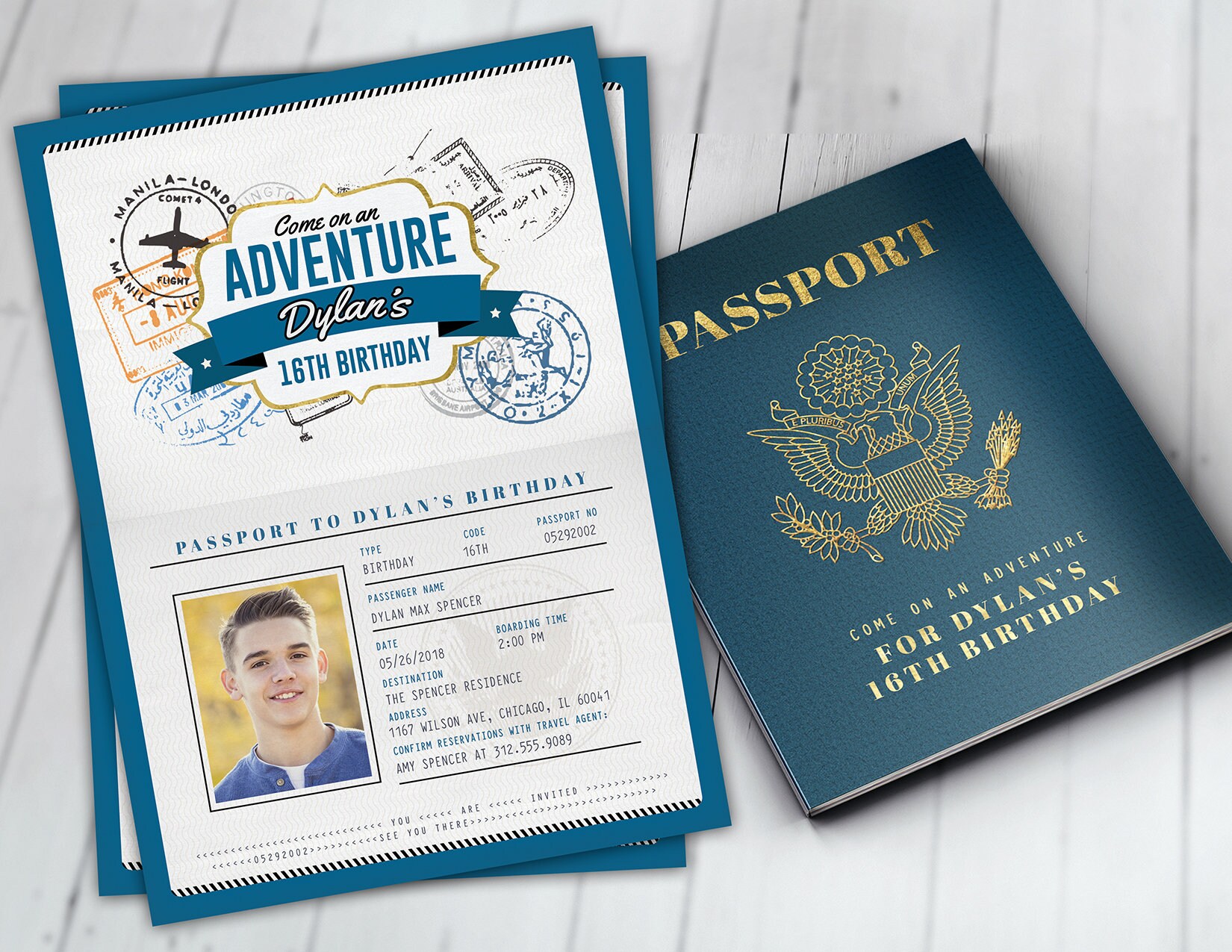 sweet 16 travel invitation