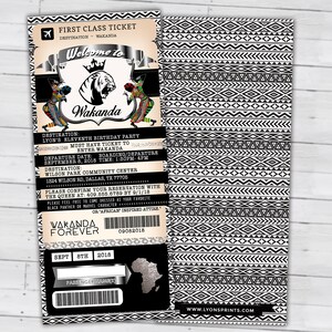 Passport and ticket Birthday invitation, Wakanda, Africa Passport, African Birthday, African Birthday, Panther, Digital files only image 2