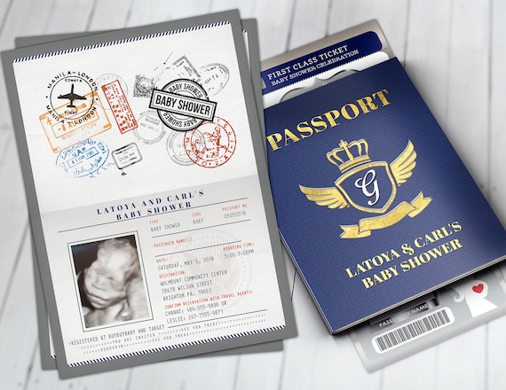 passport baby shower invitations