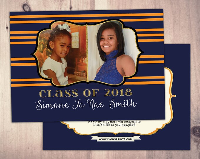 Graduation Party Invitation, invite, party, class of 2018, grad, graduate, graduation invitation, class photo card, high school graduation