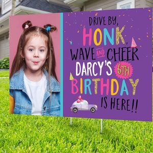 Birthday parade, yard sign design, lawn sign, social distancing drive-by birthday party, car birthday parade, quarantine party image 2