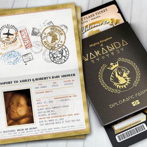 PASSPORT und TICKET Baby-Dusche-Einladung, Wakanda, Afrika Passport, African Birthday, African Birthday, Panther, nur digitale Dateien