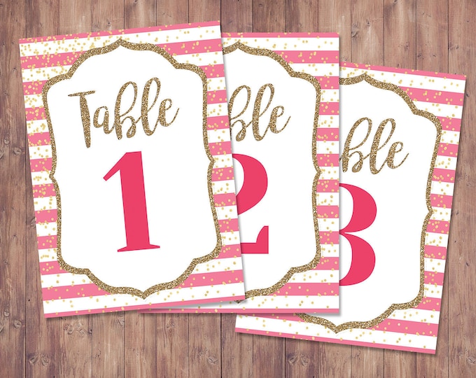 Spade party, table numbers,  bridal shower, brunch, decor, sweet 16, birthday, wedding, baby shower, couples shower, pink, glitter