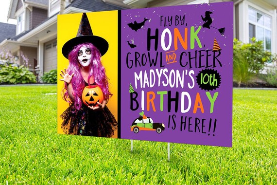 Drive by birthday parade, Digital file only, yard sign, social distancing, drive-by birthday party, Halloween birthday, quarantine party Il_570xn