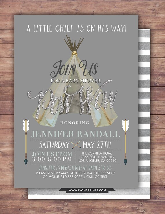 teepee baby shower invitations