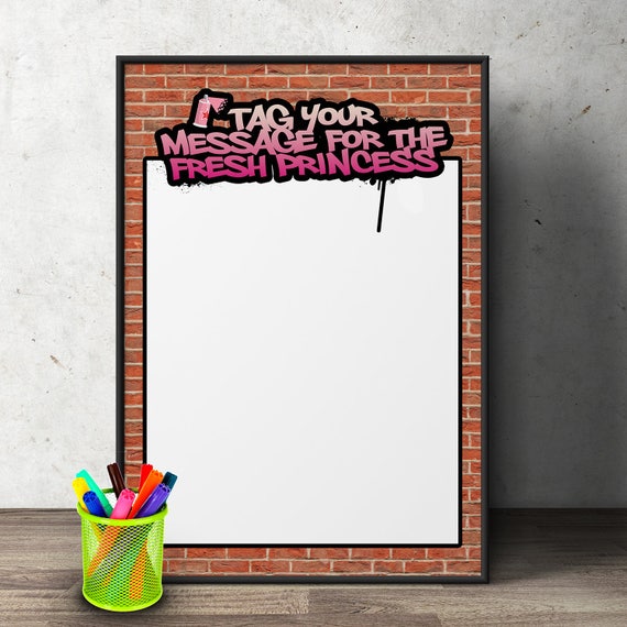 Fresh Prince, Message sign, Birthday, Baby Shower, Hip Hop, shower game, 90s, party decor, Graffiti, birthday, DJ, 90s party printable Il_570xn