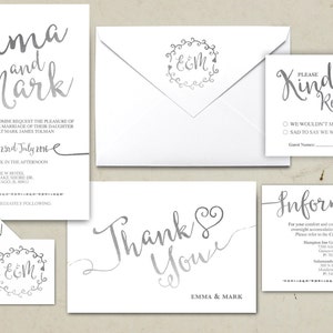 Floral, rustic, BOHO, Wedding Invitation Printable, Kraft,Wedding Invitation Suite, RSVP, monogram, info card, hand lettered typography