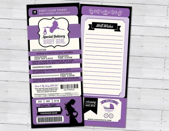 PASSPORT and TICKET baby shower invitation! Coed baby shower invitation- travel baby shower invitation- Digital files Only Il_570xn