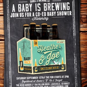 Coed baby shower invitation Beer baby shower invitation couples baby shower girl baby shower boy baby shower, baby is brewing,BBQ image 3