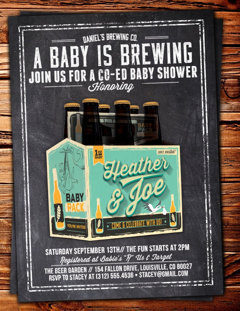 Coed baby shower invitation Beer baby shower invitation couples baby shower girl baby shower boy baby shower, baby is brewing,BBQ image 3