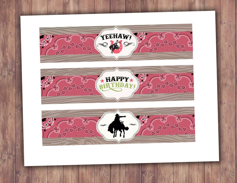 water labels, cowboy, cowgirl, rodeo, horse, western, labels, western birthday, vintage, country, horseback, label, Americana image 4