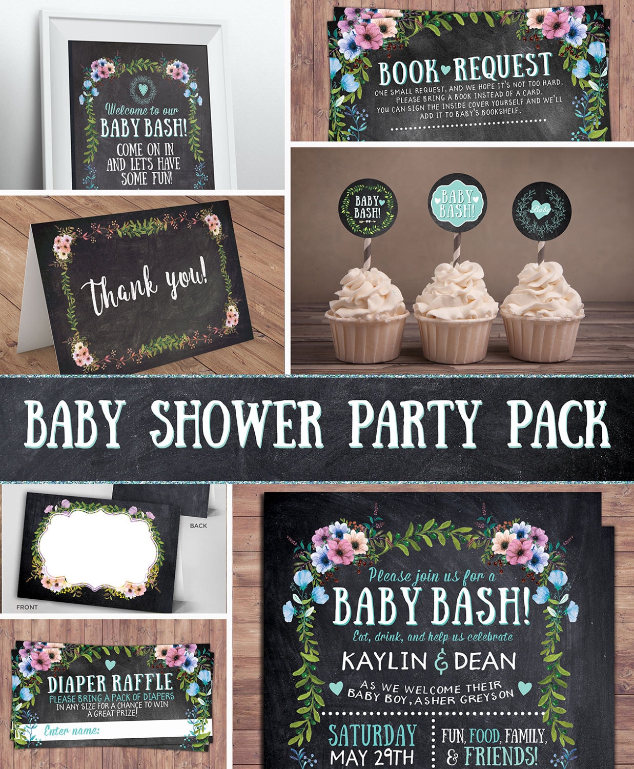 Baby is Brewing BBQ Baby-Q Co-Ed Chalkboard Baby Shower