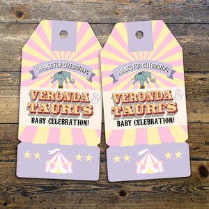 Carnival Thank You Tags for Carnival Birthday or shower. DIY Circus Party Printables Personalized Circus Favor Tags for Circus baby shower SAMPLE PHOTO 5