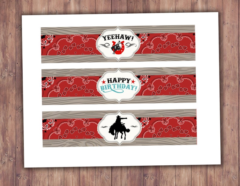 water labels, cowboy, cowgirl, rodeo, horse, western, labels, western birthday, vintage, country, horseback, label, Americana image 2