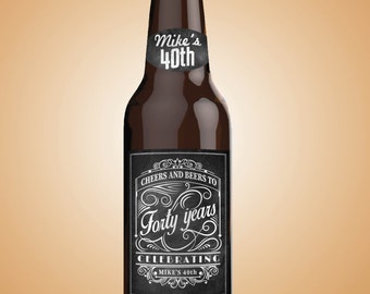Personalized DIGITAL Beer Labels, Cheers and beers, birthday, 30th, 40th, 50th, 60th, 70th, Cheers and beers to thirty years, retirement.