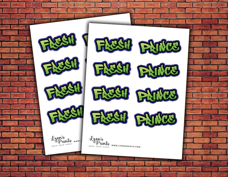 Fresh Prince Digital files Hip Hop Baby Shower Cupcake toppers Birthday 90s party HipHop party GRAFFITI 90s Graffiti hip hop