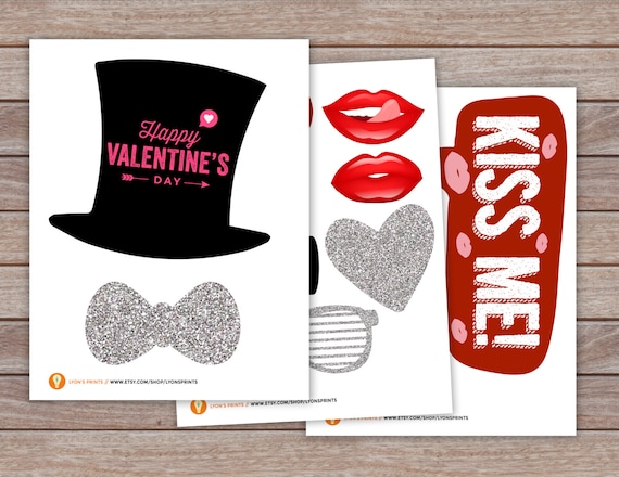 DIGITAL FILES ONLY- Valentine's Day Photo Booth Props – Printable Instant Download – props for Valentine's Day Parties, photo props, Il_570xn