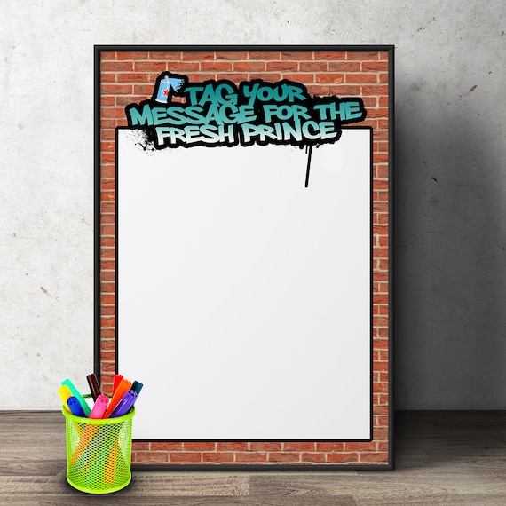 Fresh Prince, Message sign, Birthday, Baby Shower, Hip Hop, shower game, 90s, party decor, Graffiti, birthday, DJ, 90s party printable Il_570xn