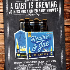 Coed baby shower invitation Beer baby shower invitation couples baby shower girl baby shower boy baby shower, baby is brewing,BBQ image 5