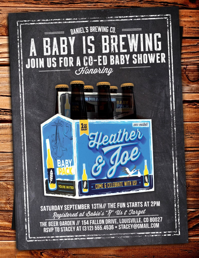 Coed baby shower invitation Beer baby shower invitation couples baby shower girl baby shower boy baby shower, baby is brewing,BBQ image 5