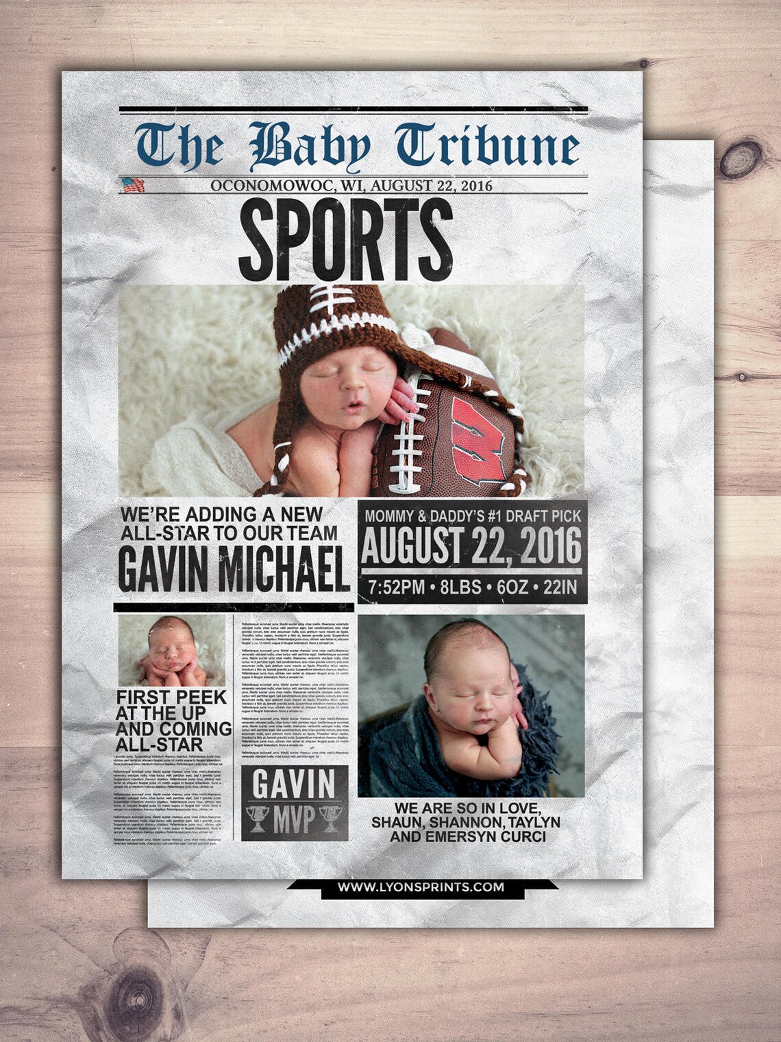 NEWSPAPER Pregnancy Announcement Birth Announcement Baby Etsy