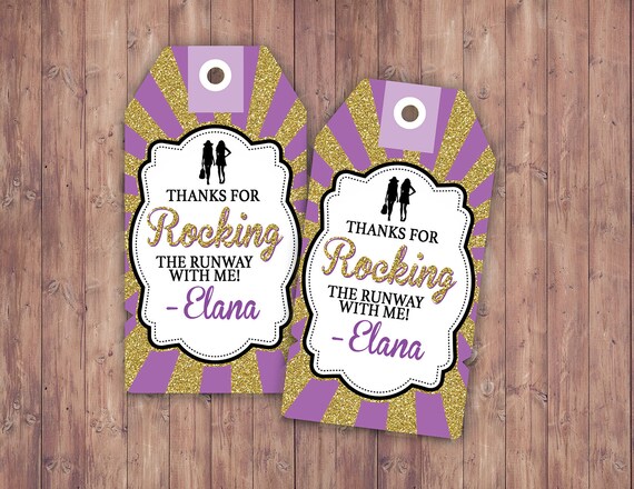 Rock the Runway favor tag, - pop-star- rockstar party, fashion birthday, high fashion, runway, tag, sticker, label, Birthday favor Il_570xn