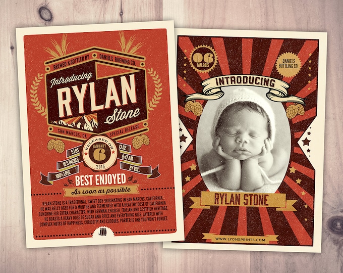 Craft beer baby announcement, baby is brewing, baby shower, birth announcement, baby announcement, beer and BBQ, Digital files only