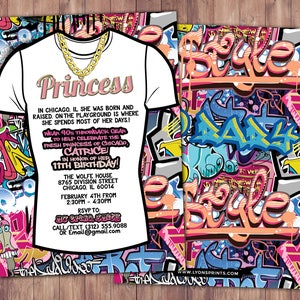 Fresh Prince, Birthday, Baby Shower, Hip Hop, Swagger, 90s, backstage pass, invitation, Graffiti, birthday, DJ, 90s party, HipHop birthday