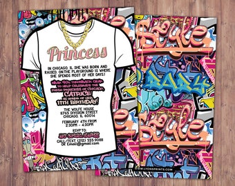 Fresh Prince, Birthday, Baby Shower, Hip Hop, Swagger, 90s, backstage pass, invitation, Graffiti, birthday, DJ, 90s party, HipHop birthday