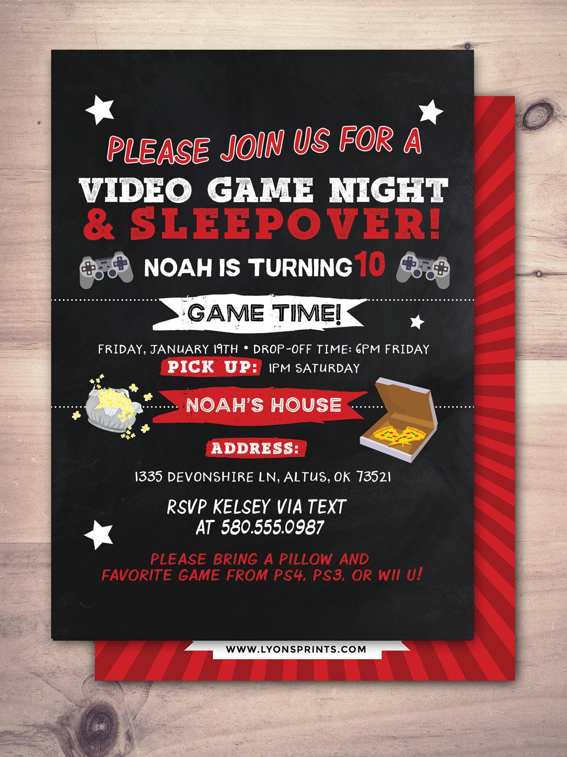 Sleepover Party Invitation / Boy Birthday Invitations / picture