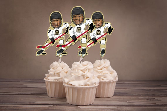 Hockey photo Cupcake Toppers, Digital File - Hockey birthday, Sports birthday, Sports theme, Hockey theme, Hockey party Il_570xn