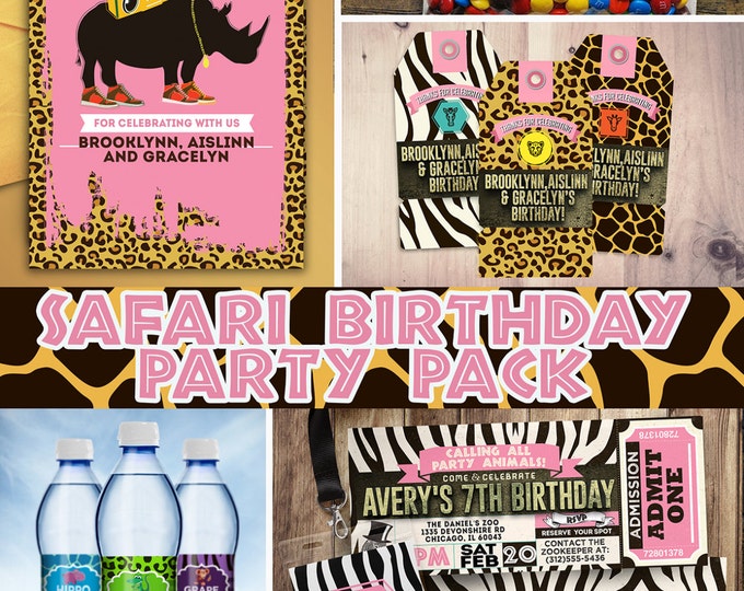 ZOO, Safari, jungle, birthday party, invitation, baby shower, safari shower, safari birthday, party pack, Zoo birthday, animal print