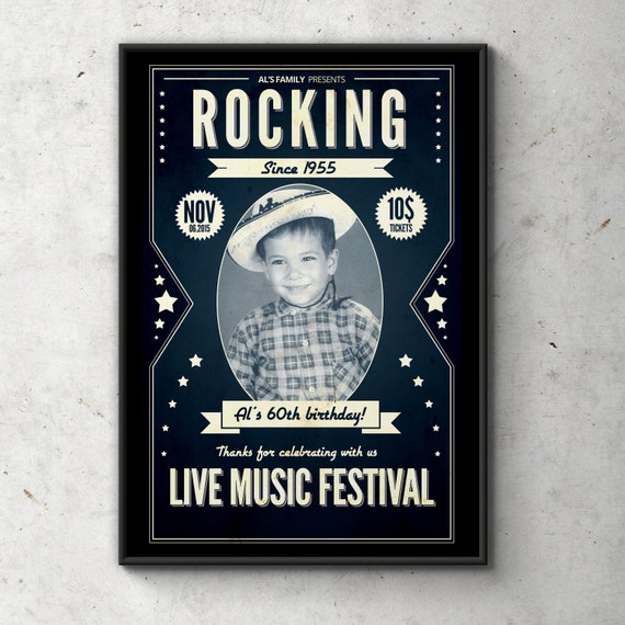 rock star poster sign rock star invitation concert ticket