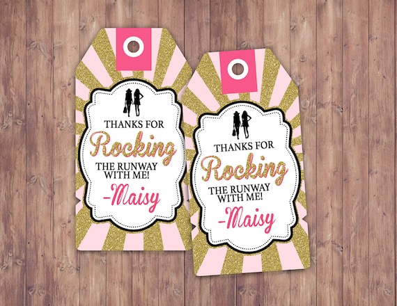 Rock the Runway favor tag, - pop-star- rockstar party, fashion birthday, high fashion, runway, tag, sticker, label, Birthday favor Il_570xn
