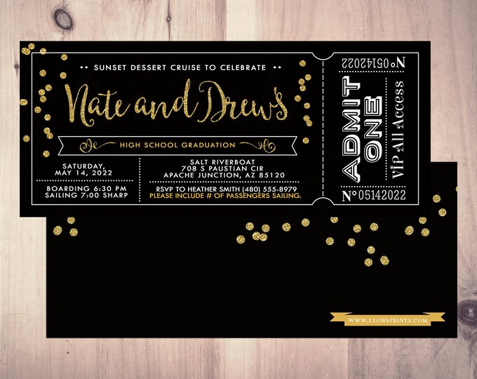 Graduation party invitation, cruise party, graduation invite, ticket invite, sunset cruise invite, birthday invitation, class of 2022