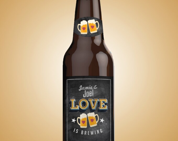 Love is brewing, Coed bridal shower, Beer label, couples wedding shower, bridal shower, Beer and BBQ, wedding, wedding favor,  printable