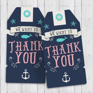 Nautical Baby Shower, thank you Ahoy It's A Boy favor tag Coed shower Personalized invitation Baby Shower invitation, couples shower image 2