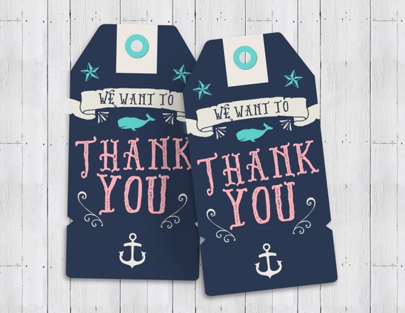 Nautical Baby Shower, Thank You- Ahoy It's A Boy Favor Tag