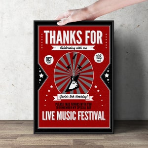 Rockstar Poster, Schild, Rockstar Einladung, Konzertkarte Geburtstagsparty Einladung- Musikeinladung- Rockstar Party, Überraschungsparty,