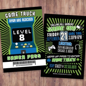 Video Game Invitation, Game Truck Party Invitations, Video Game Party ...