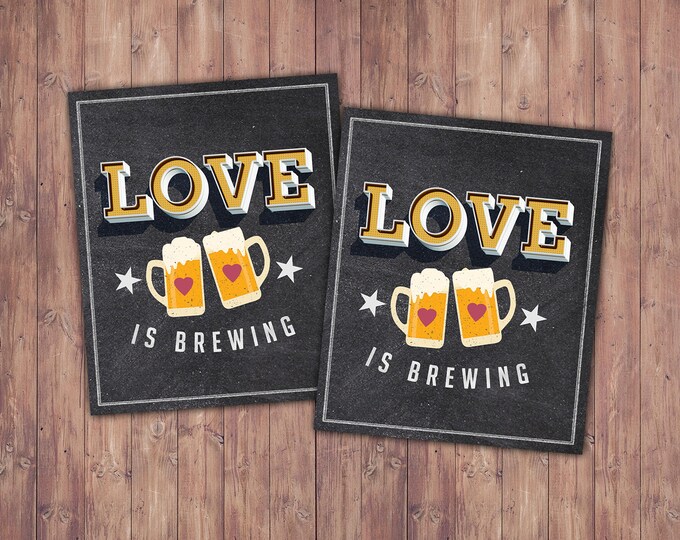 Favor label, sticker, Coed bridal shower- Beer bridal shower- couples bridal shower, Beer and BBQ, love is brewing, sticker, favor label