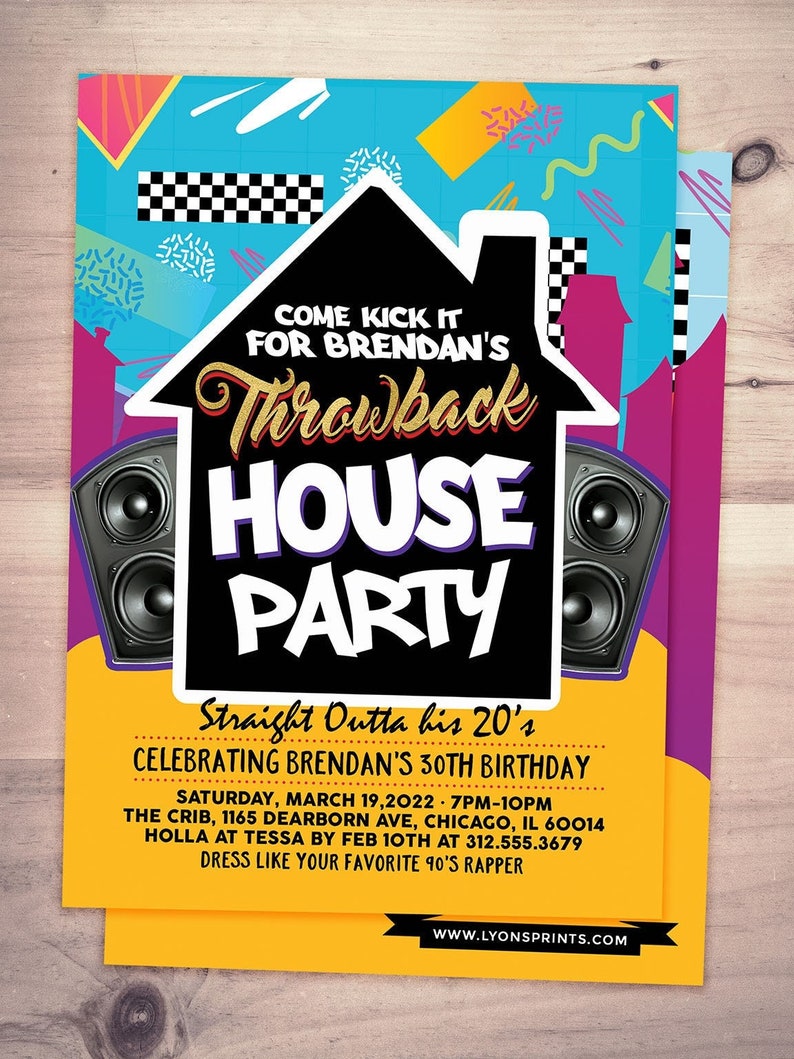 90's House Party Invitation, 80s party invite, House Party Invitation, 90's Birthday Invitation, 90's Party, Hip Hop Party, throwback party bild 1