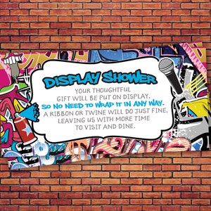 Fresh Prince, Baby Shower, Hip Hop, Display shower, insert., 90s, hip hop, diaper request,Graffiti, DJ, 90s party, 80s party, Diva