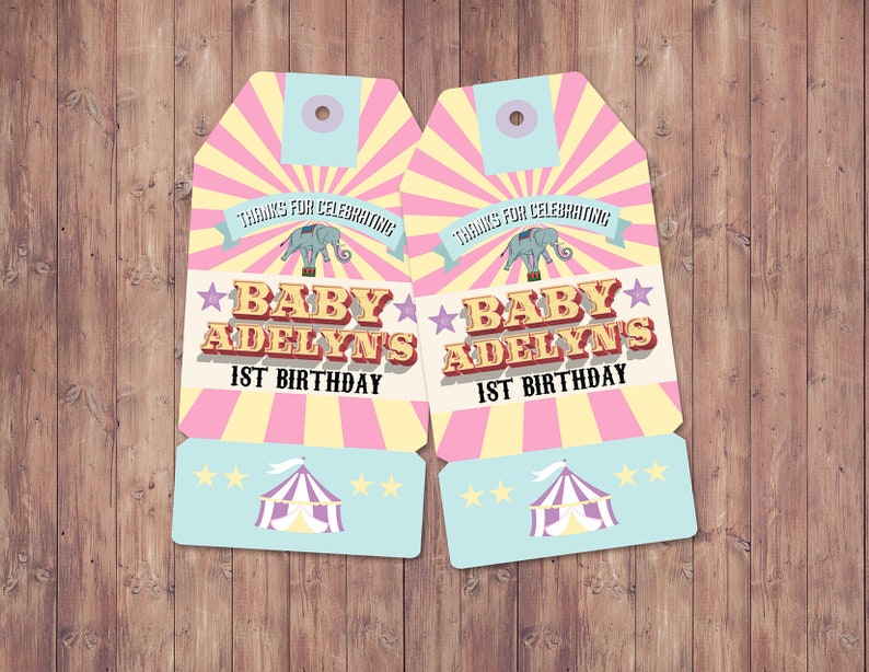 Carnival Thank You Tags for Carnival Birthday or shower. DIY Circus Party Printables Personalized Circus Favor Tags for Circus baby shower SAMPLE PHOTO 8