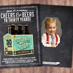 Cheers and Beers invitation, beer, 21st, 30th, 40th, 50th, 60th, 70th, Surprise Birthday Party Invitation, adult birthday, invite, cheers, image 5