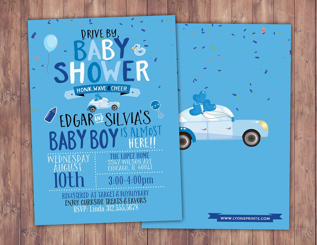 Drive by Baby Shower Parade Invitation Social Distancing Etsy