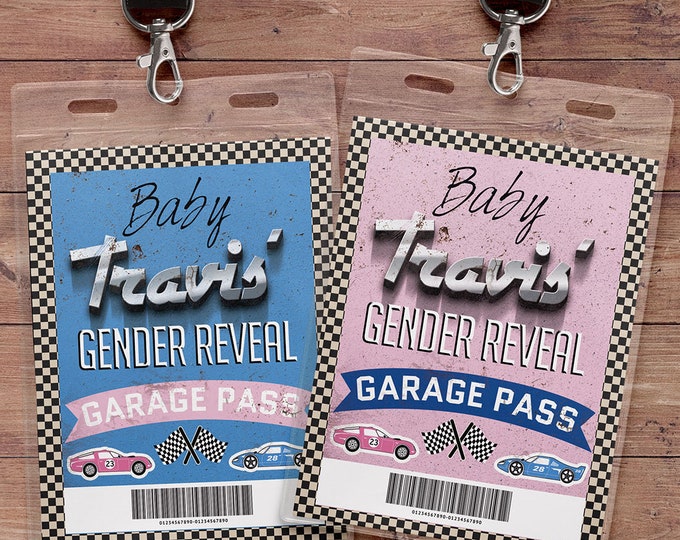 Gender reveal passes, Retro Race Car, Pitt Pass, Vintage Race Car, Race Car Birthday, VIP pass, baby shower