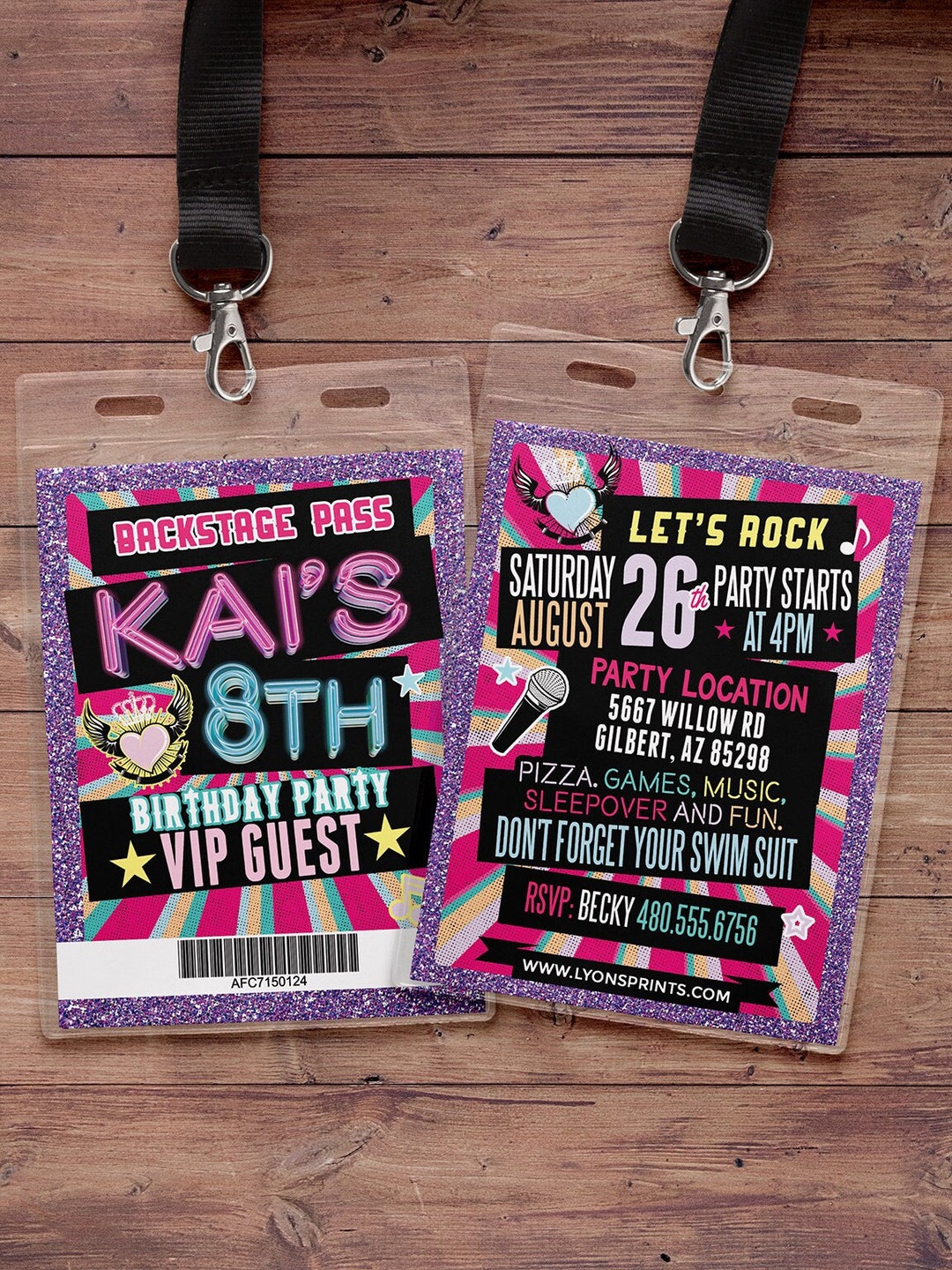 Retro, Neon, VIP PASS, Backstage Pass, Vip Invitation, Birthday ...