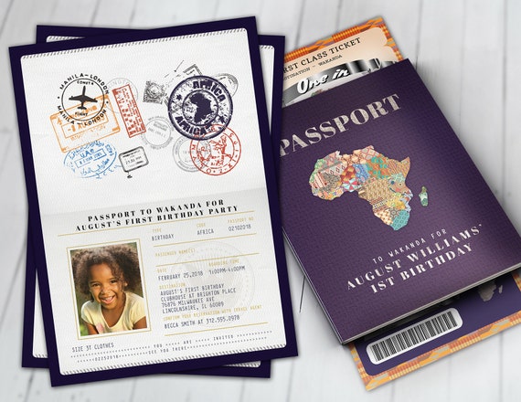 South Africa Passport South African Birthday travel invitation Digital files only PASSPORT and TICKET Birthday invitation